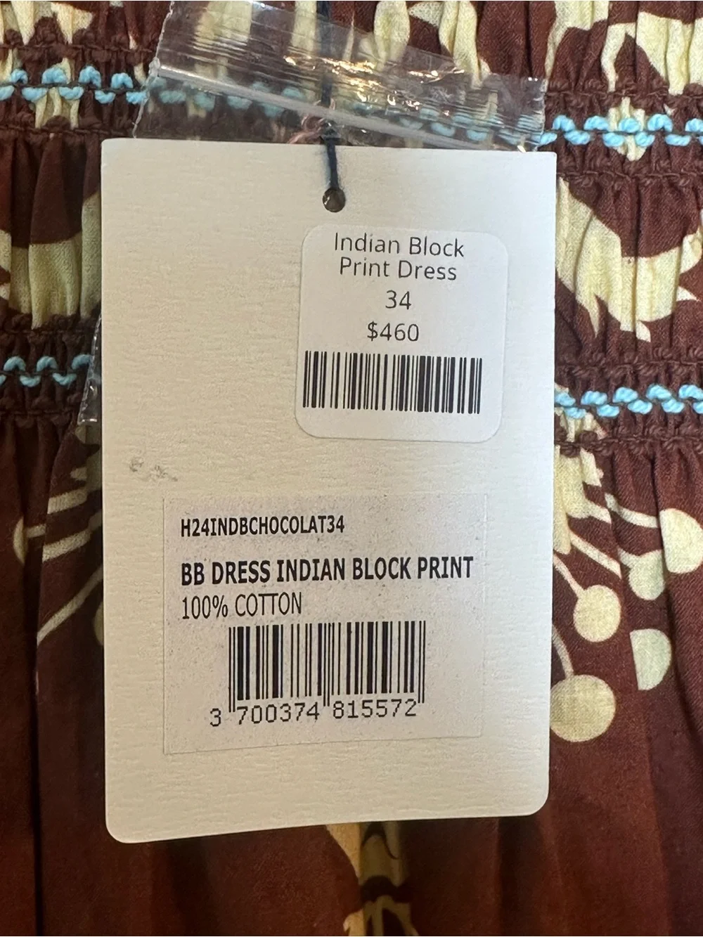 NEW MANOUSH Indian Block Print Cotton Baby Doll Luxury Dress, Size 34/4